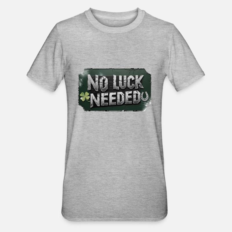 no luck needed - St.Patrick´s Day - Unisex Polycotton T-Shirt - Grau meliert