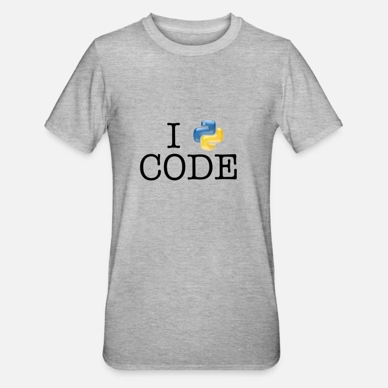 I love code - Python - T-shirt polycoton Unisexe - gris chiné