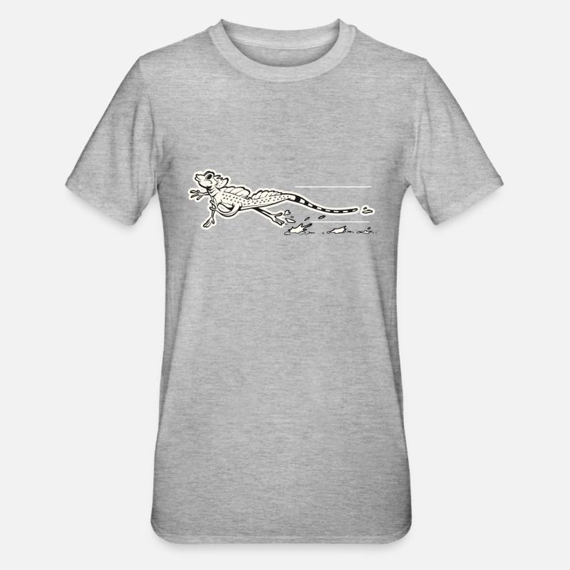 Retro Jesus Christus Eidechse - Unisex Polycotton T-Shirt - Grau meliert