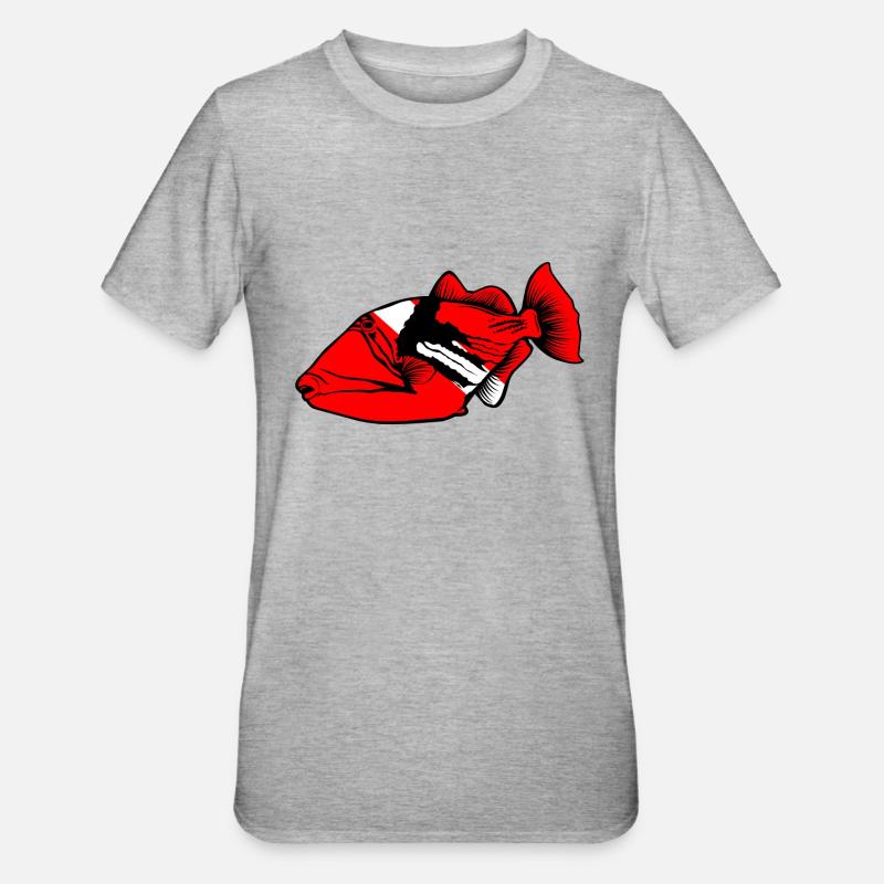 Triggerfish par Scuba.Style - T-shirt polycoton Unisexe - gris chiné