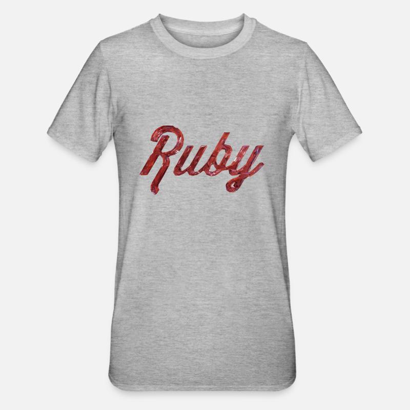 Ruby Stilisierter Text - Unisex Polycotton T-Shirt - Grau meliert