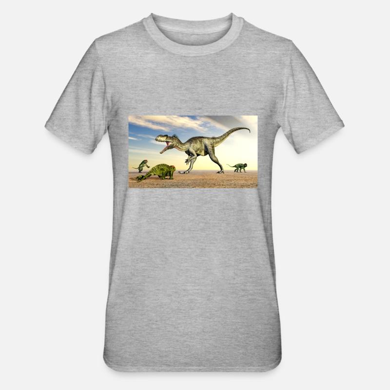 Megalosaurus et Doliosauriscus - T-shirt polycoton Unisexe - gris chiné