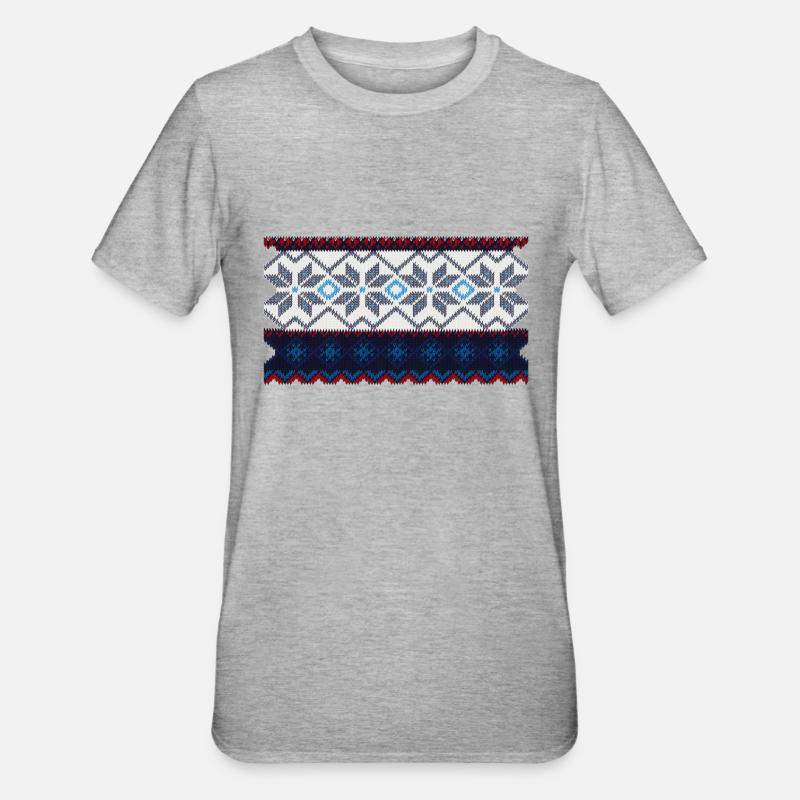 Norwegisches Pullovermuster - Unisex Polycotton T-Shirt - Grau meliert