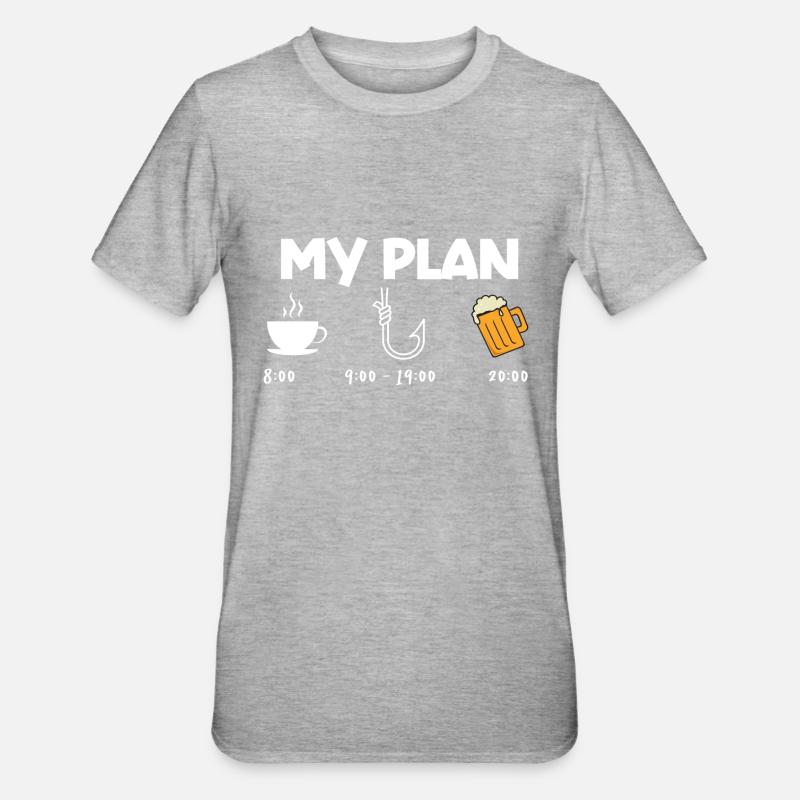 Mon plan pêche - T-shirt polycoton Unisexe - gris chiné