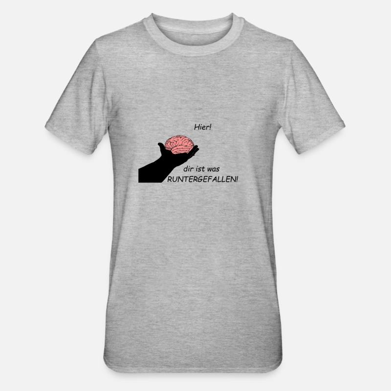 Hier! Dir ist was RUNTERGEFALLEN! - Unisex Polycotton T-Shirt - Grau meliert
