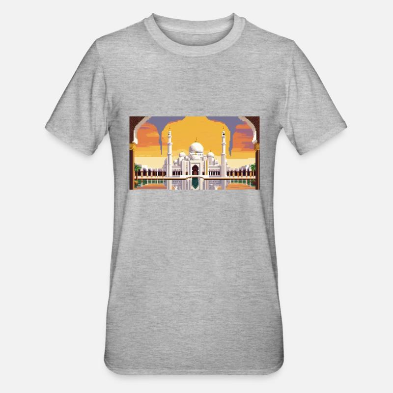 Grande mosquée Sheikh Zayed, Abu Dhabi, Émirats arabes unis, Pixel A - T-shirt polycoton Unisexe - gris chiné