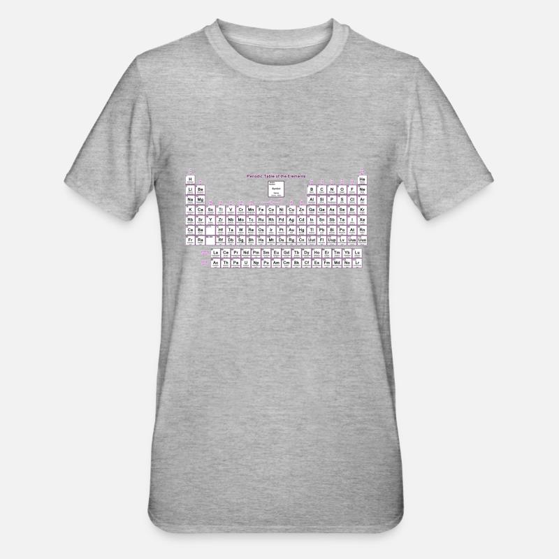 Tableau périodique des éléments - T-shirt polycoton Unisexe - gris chiné
