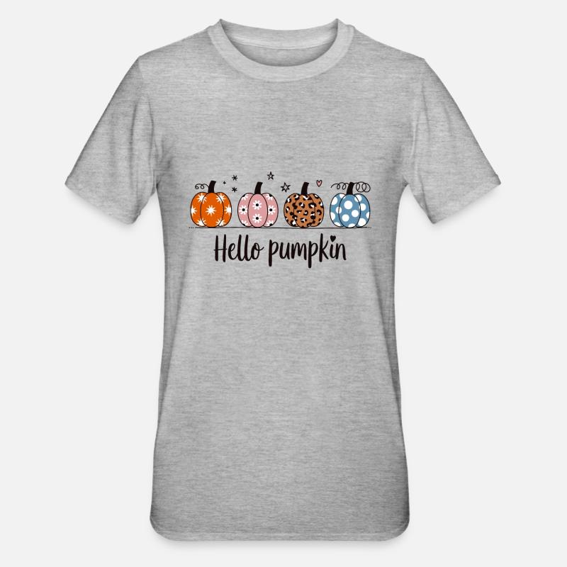 hello pumpkin - Unisex Polycotton T-Shirt - Grau meliert