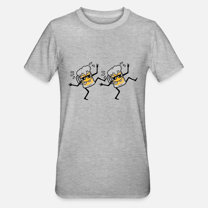 2 bières de soirée dansante - T-shirt polycoton Unisexe - gris chiné