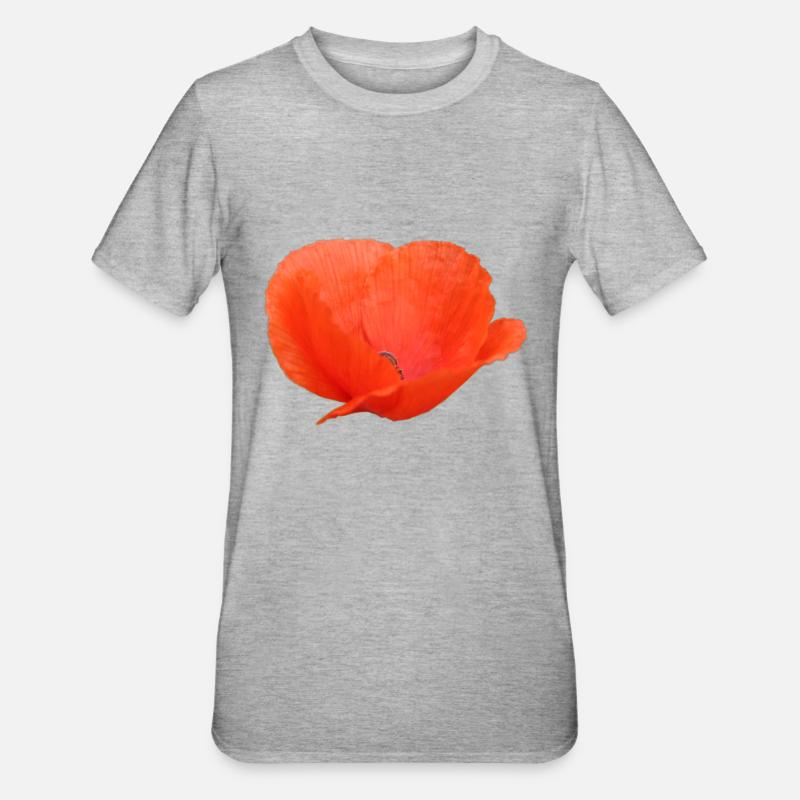 Mohnblume Mohn Klatschmohn - Unisex Polycotton T-Shirt - Grau meliert