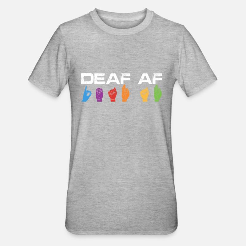 Deaf Af | Deaf Pride - Unisex Polycotton T-Shirt - Grau meliert