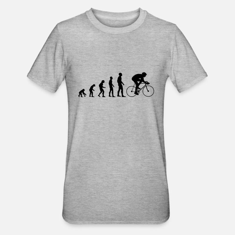 Evolution Rennrad - Unisex Polycotton T-Shirt - Grau meliert