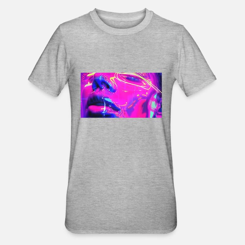Neo-Expressionismus Gesicht - Unisex Polycotton T-Shirt - Grau meliert