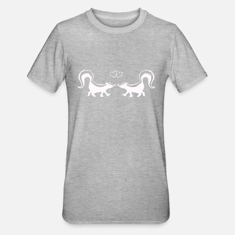 Amour Skunk - T-shirt polycoton Unisexe - gris chiné