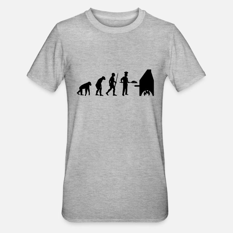 Pizzabäcker Evolution - Unisex Polycotton T-Shirt - Grau meliert