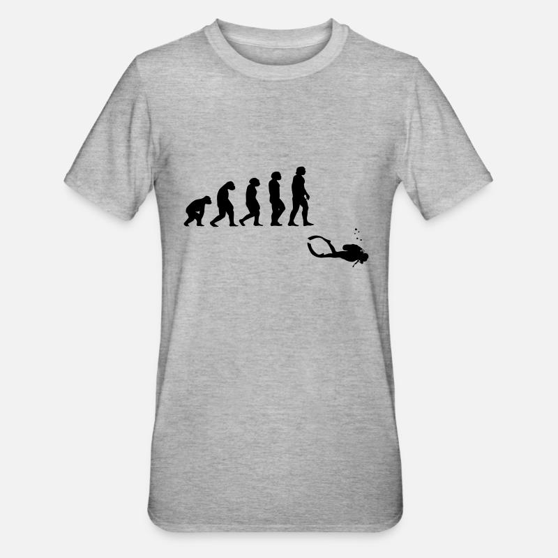 Évolution de la plongée avec un appareil - T-shirt polycoton Unisexe - gris chiné