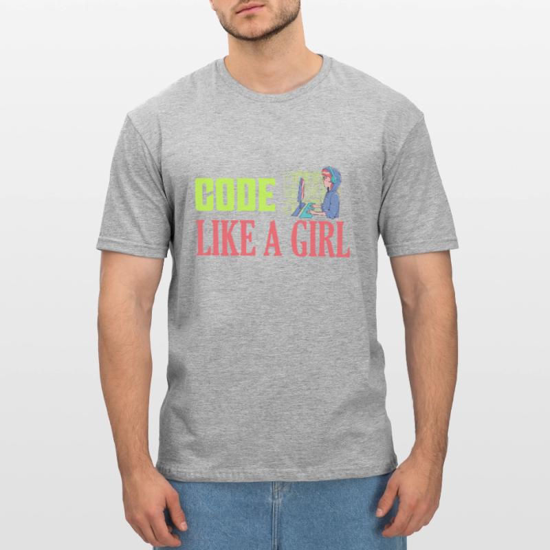 Coder comme une fille Programmeur Codage T-shirt polycoton Unisexe