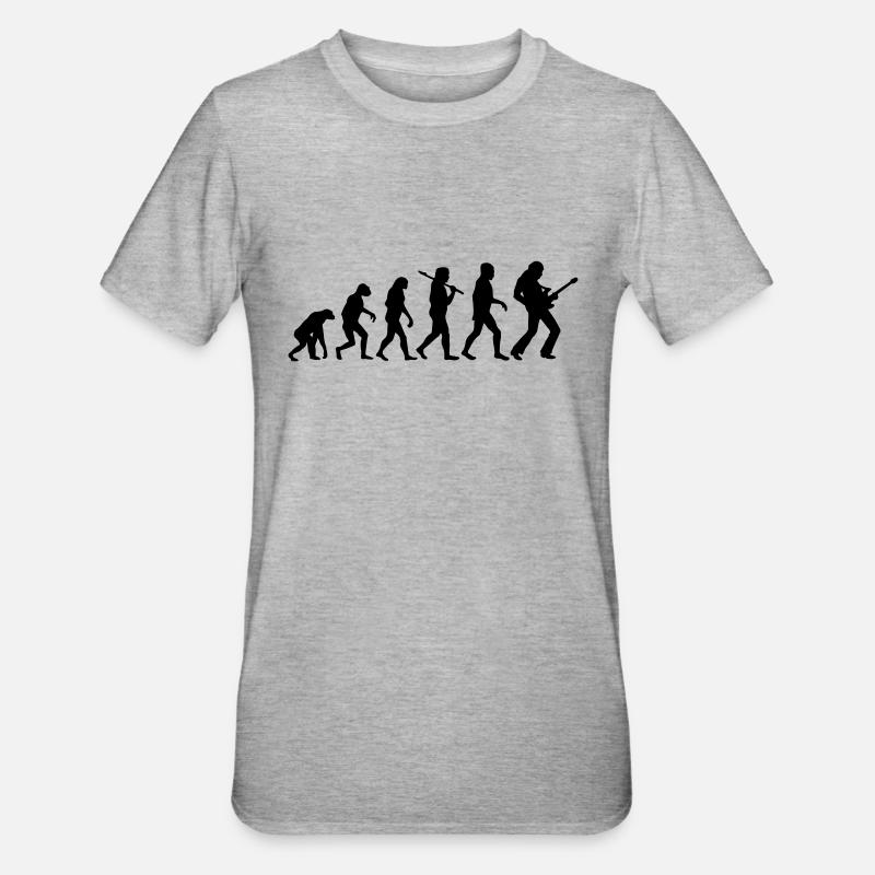 Evolution Rock Gitarre - Unisex Polycotton T-Shirt - Grau meliert