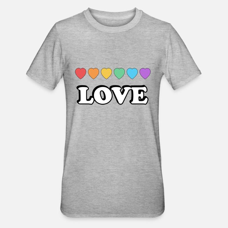 Love Rainbow Hearts - Unisex Polycotton T-Shirt - heather grey