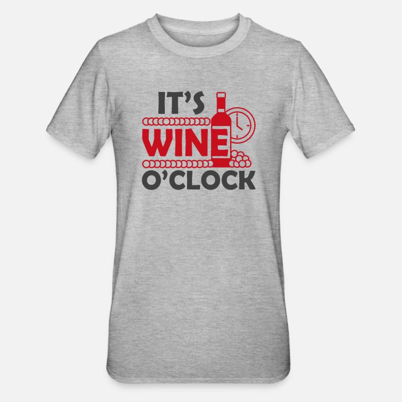 C’est l’heure du vin - T-shirt polycoton Unisexe - gris chiné