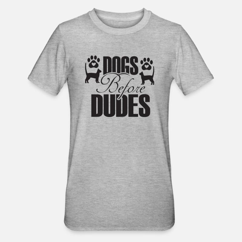 Chiens devant les gars - T-shirt polycoton Unisexe - gris chiné