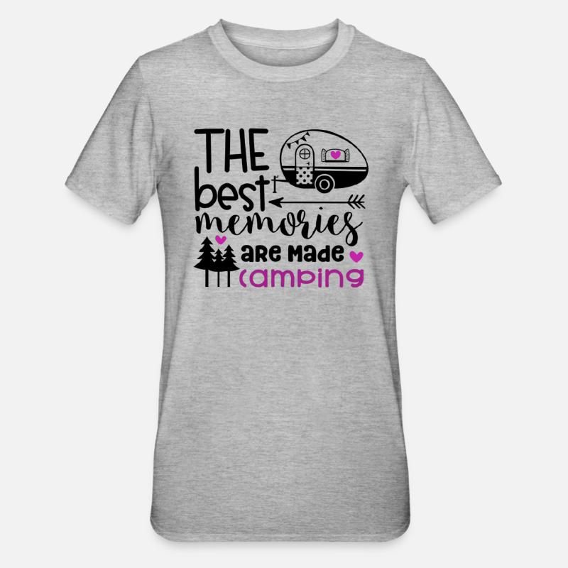 Camping Erinnerungen Wandershirt - Unisex Polycotton T-Shirt - Grau meliert
