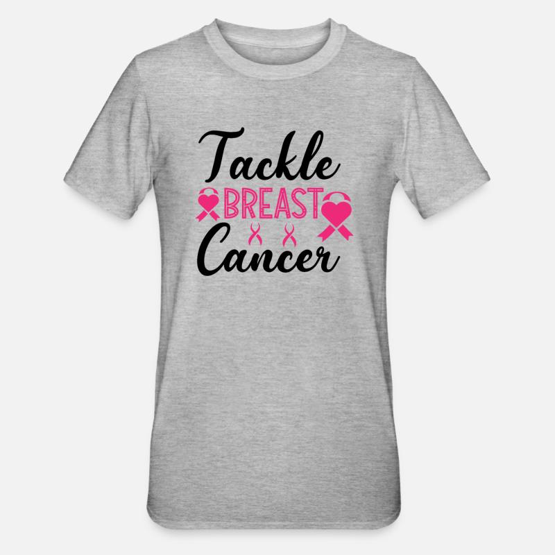 Brustkrebs bekämpfen - Unisex Polycotton T-Shirt - Grau meliert