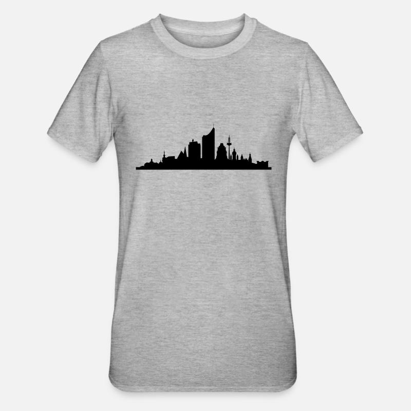 Skyline Leipzig central - T-shirt polycoton Unisexe - gris chiné