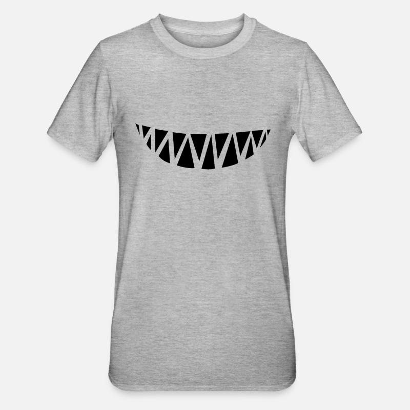 Monster Zähne - Unisex Polycotton T-Shirt - Grau meliert