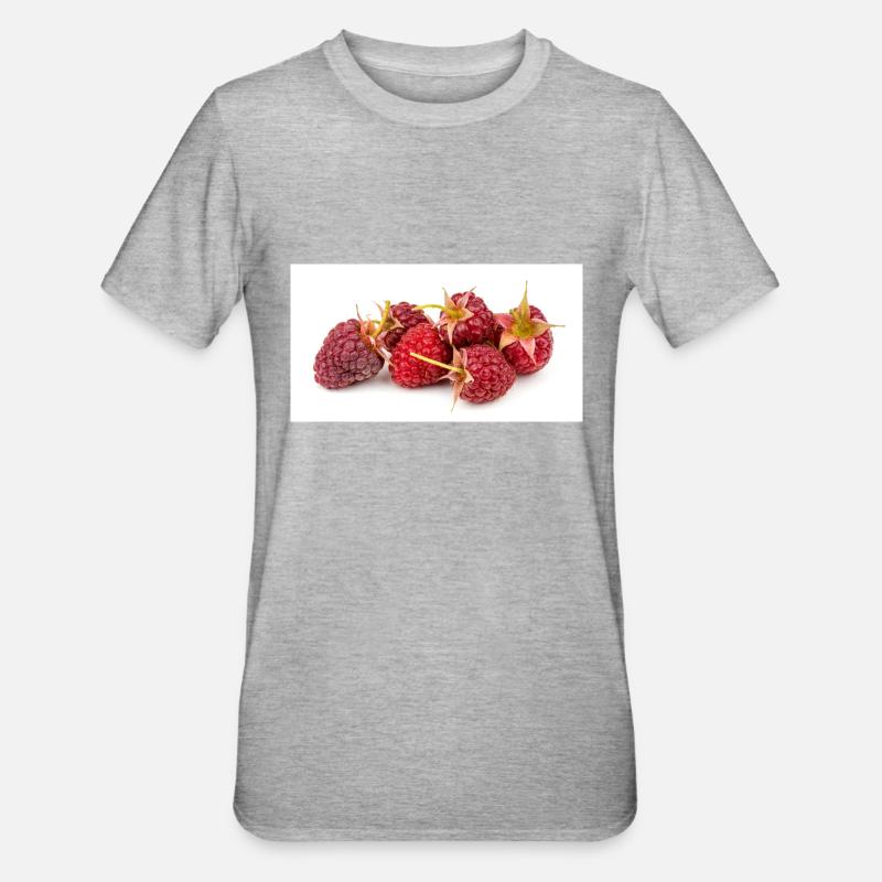 Raspberry. Raspberry - Unisex Polycotton T-Shirt - heather grey