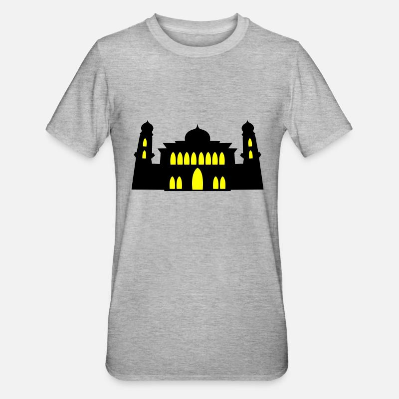 moschee silhouette - Unisex Polycotton T-Shirt - Grau meliert