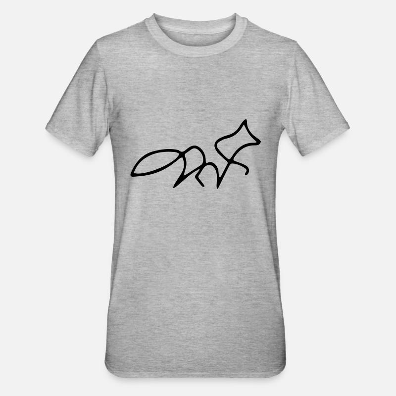 Fox oneline - T-shirt polycoton Unisexe - gris chiné