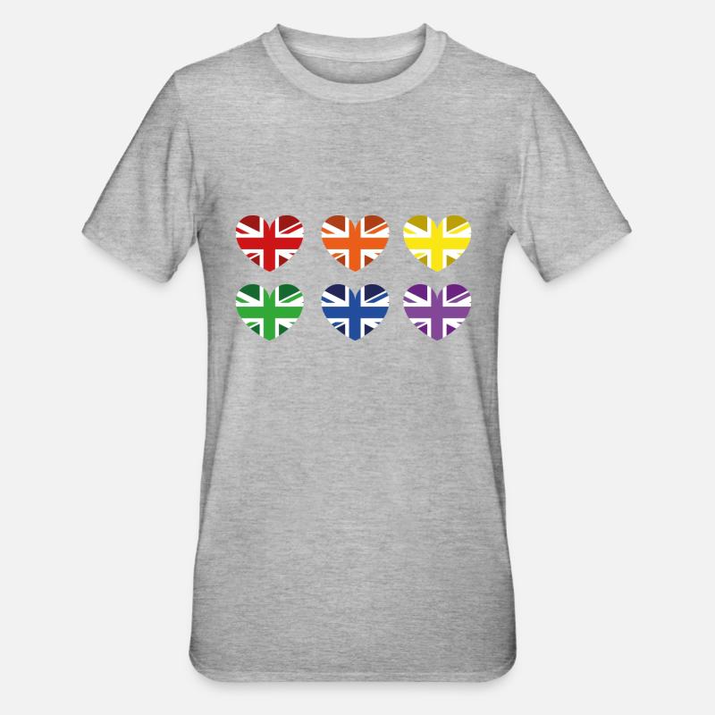 DRAPEAU ARC-EN-CIEL DU ROYAUME-UNI - T-shirt polycoton Unisexe - gris chiné