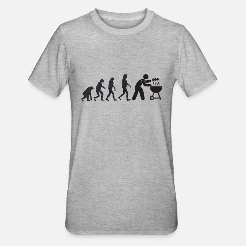 Barbecue - Human evolution - Unisex Polycotton T-Shirt - heather grey