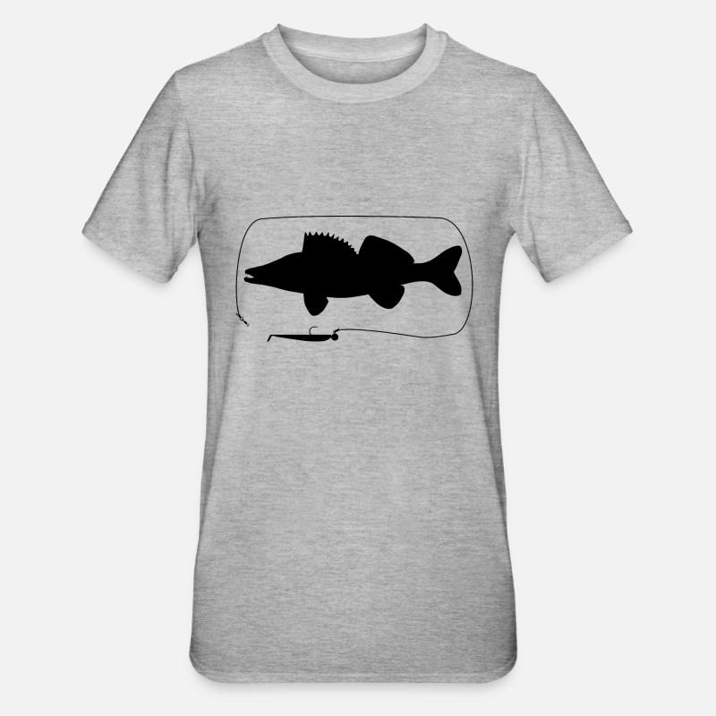 zander mit Gummifisch - Unisex Polycotton T-Shirt - Grau meliert