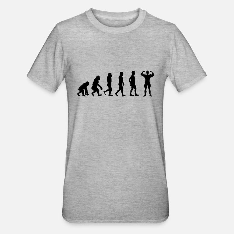 Evolution Bodybuilder schwarz - Unisex Polycotton T-Shirt - Grau meliert