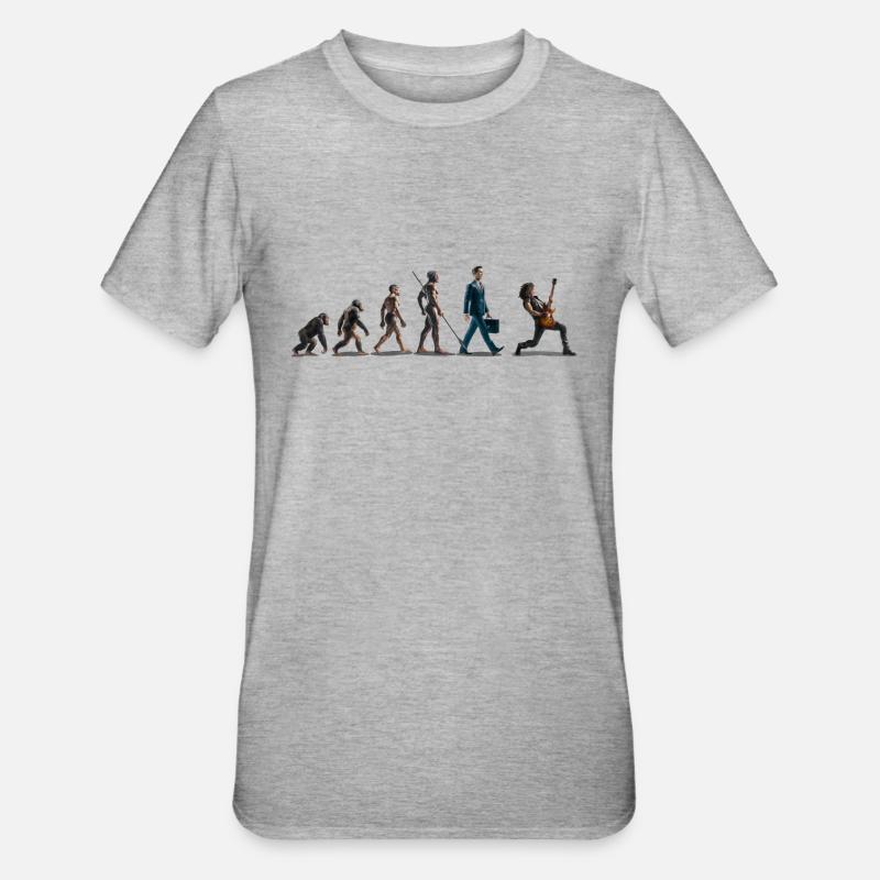 Evolution Guitar Player - Unisex Polycotton T-Shirt - heather grey