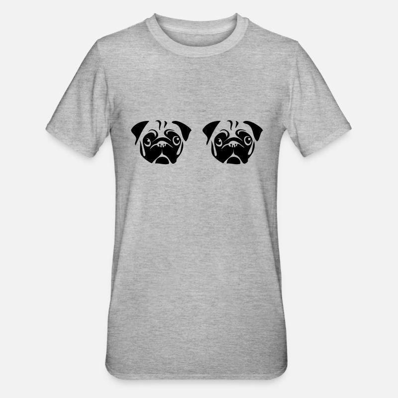 Möpse - Unisex Polycotton T-Shirt - Grau meliert