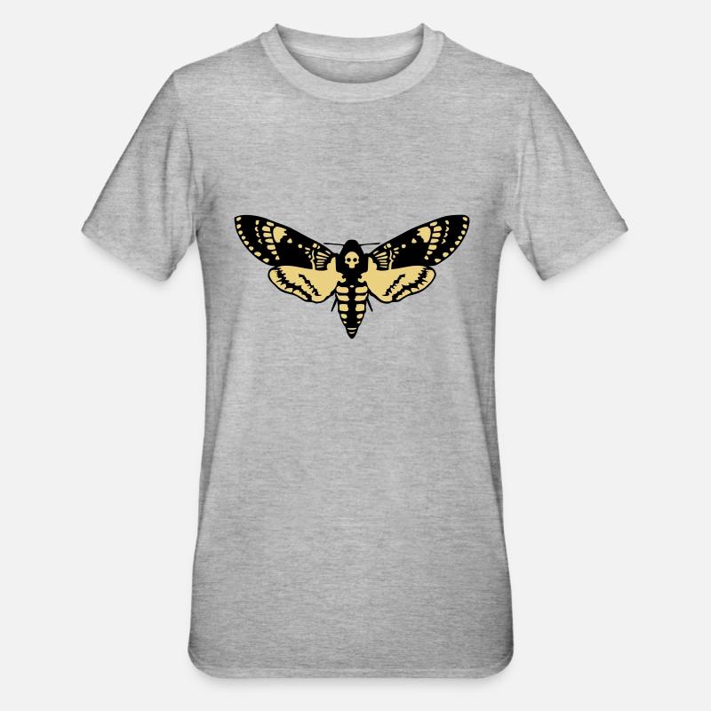 Sphinx Schädel butterfly skull - Unisex Polycotton T-Shirt - Grau meliert