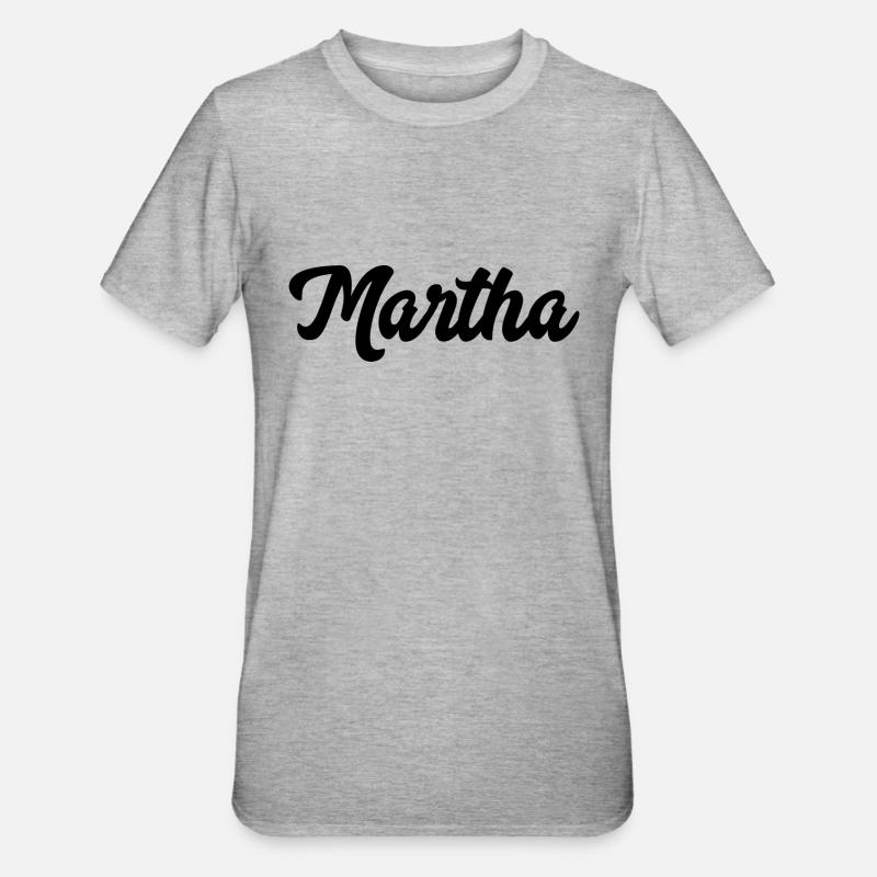 Martha Custom Text Nom d’anniversaire - T-shirt polycoton Unisexe - gris chiné