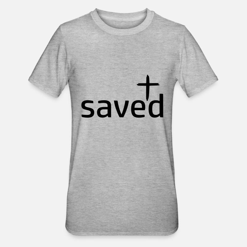 saved gerettet by csDesign - Unisex Polycotton T-Shirt - Grau meliert