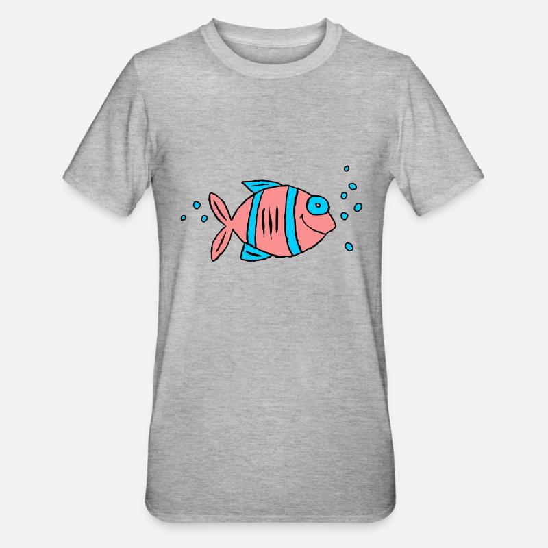 Pesce Ciclide Acqua Mare Graffiti Disegno - Maglietta unisex, mix cotone e poliestere - grigio melange