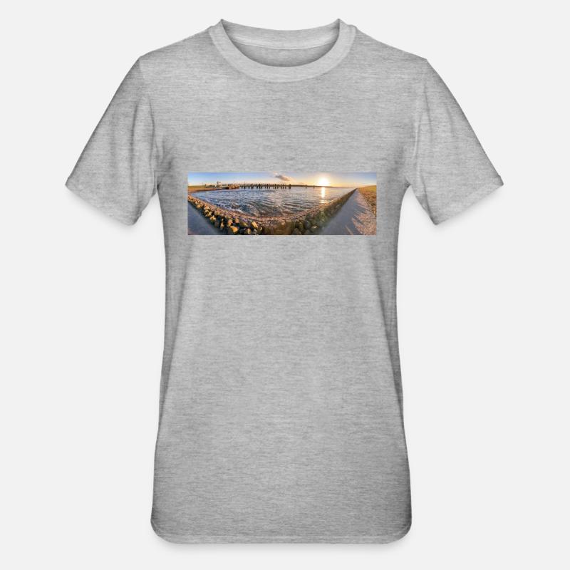 Panorama Coucher de soleil Husum - T-shirt polycoton Unisexe - gris chiné