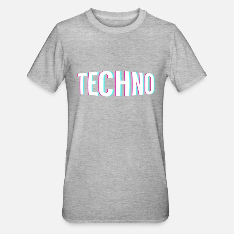 Techno 3D - Unisex Polycotton T-Shirt - Grau meliert