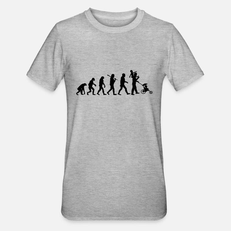 evolution daddy 2 enfants - T-shirt polycoton Unisexe - gris chiné