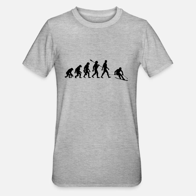 Evolution Ski Skifahrer - Unisex Polycotton T-Shirt - Grau meliert