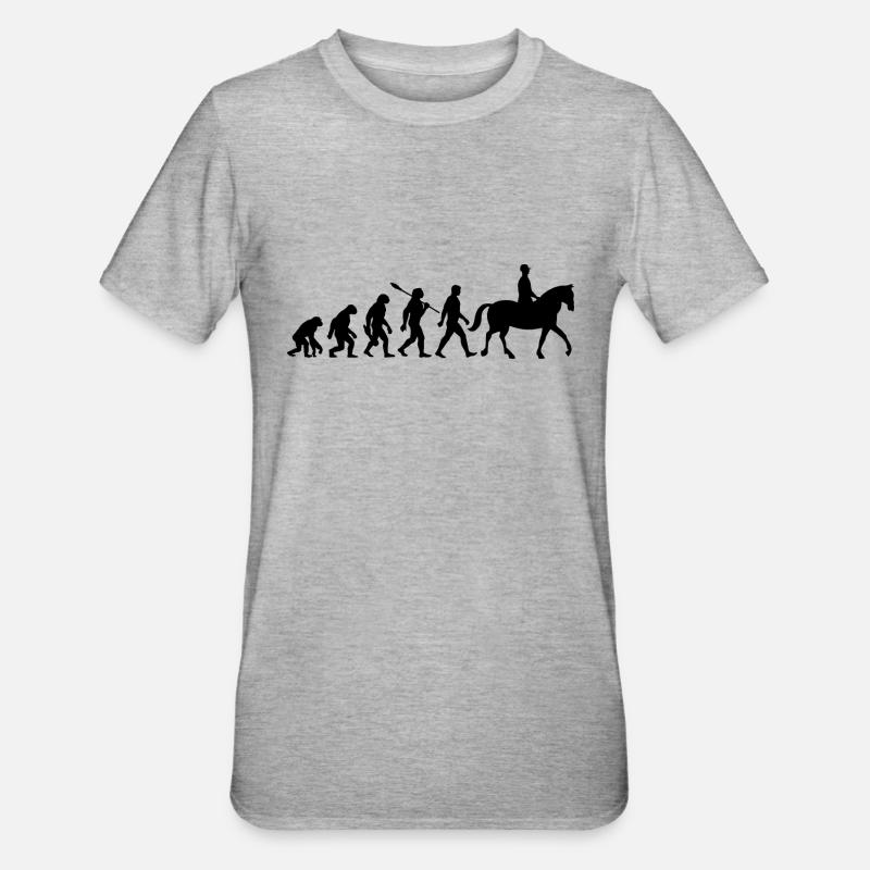 Evolution Reiten - Pferde - Dressur - Unisex Polycotton T-Shirt - Grau meliert