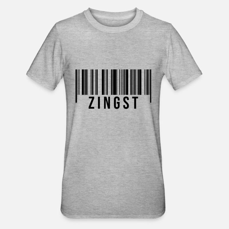 Zingst Strichcode - Unisex Polycotton T-Shirt - Grau meliert