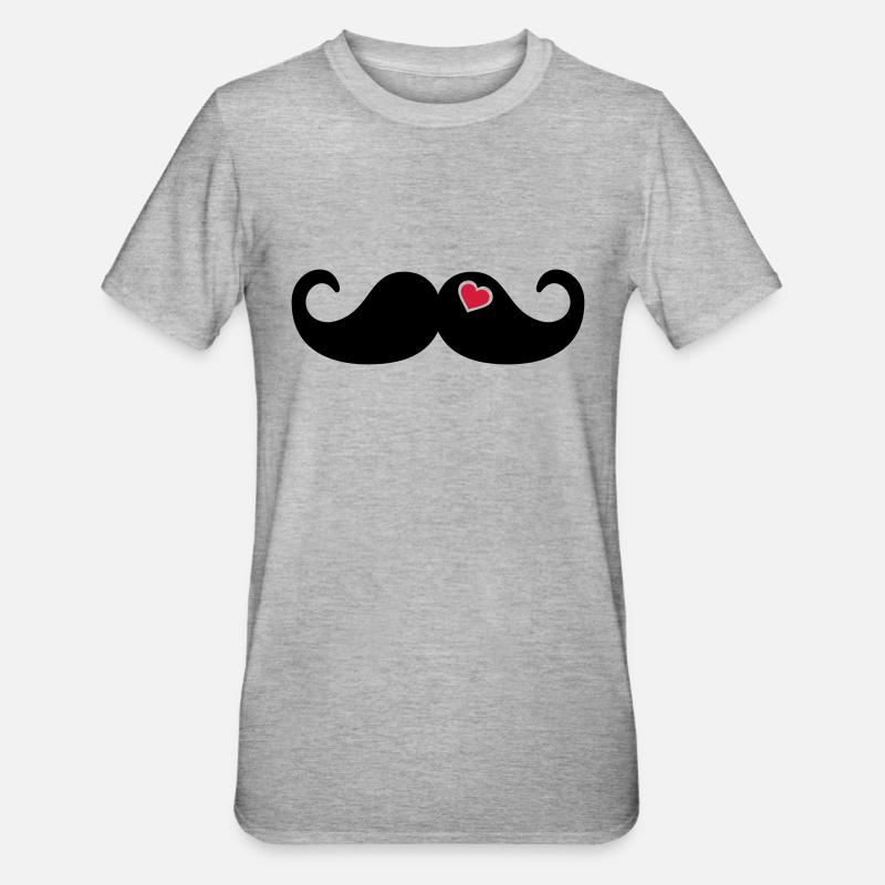 Mustache Bart - Unisex Polycotton T-Shirt - Grau meliert