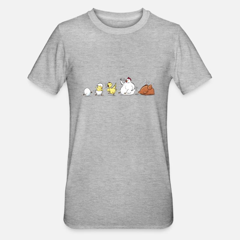 Évolution du poulet - T-shirt polycoton Unisexe - gris chiné